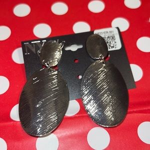 New Fashion NY Style Shiny SilverTone Rhodium Clip-On Dangle Earrings